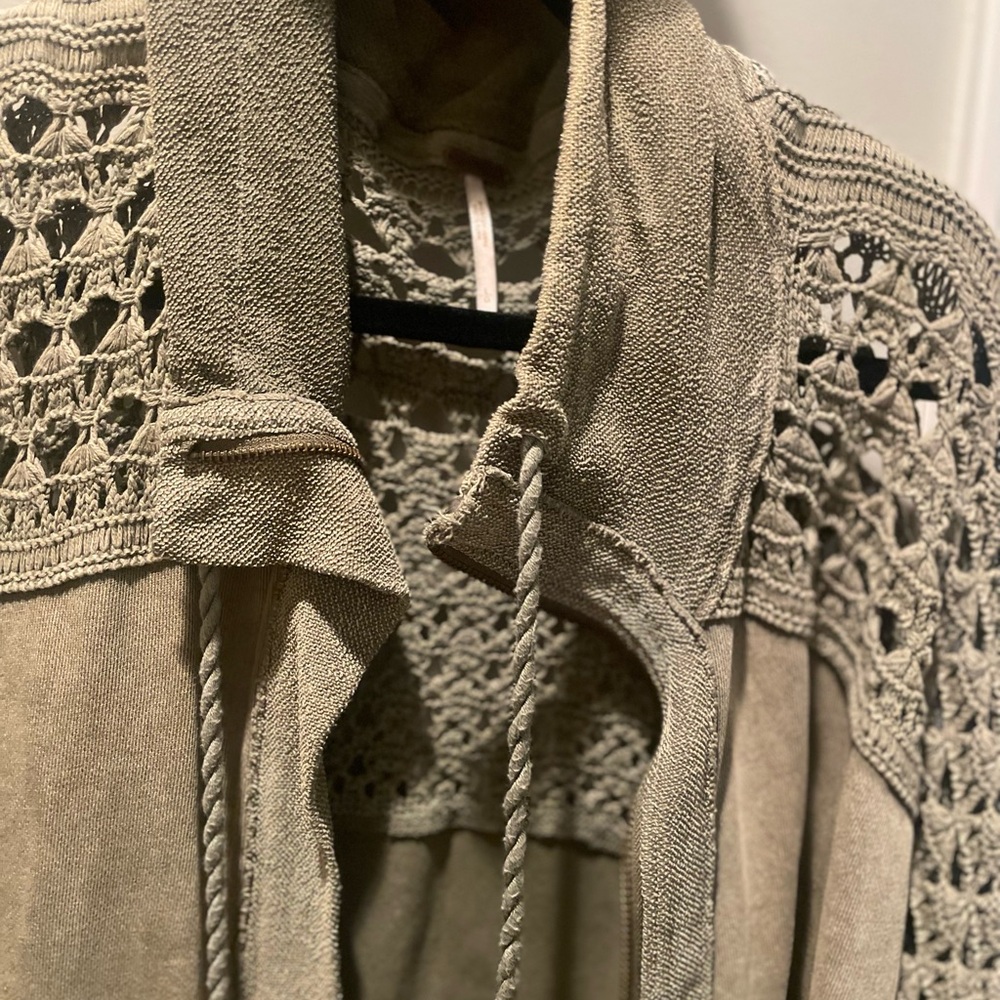 Free People Olive Crochet Cardigan